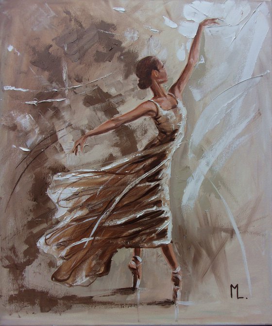 " LIGHT II ... "- ballerina liGHt ballet ORIGINAL OIL PAINTING, GIFT, PALETTE KNIFE