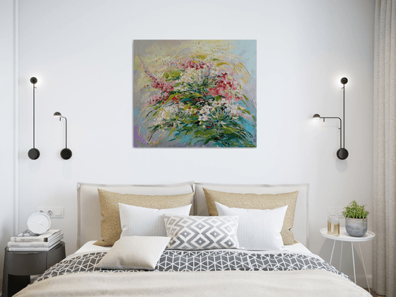 Bouquet of wildflowers, painting oil original impasto artwork