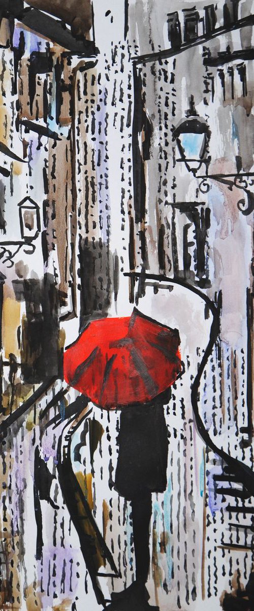 Rainy Town / 42 x 29.7 cm by Alexandra Djokic