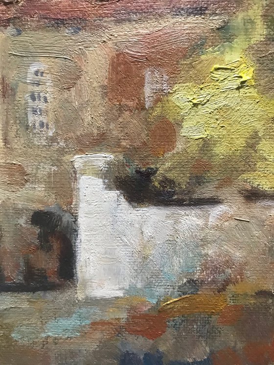 Original Oil Painting Wall Art Artwork Signed Hand Made Jixiang Dong Canvas 25cm × 30cm Headington School small building Impressionism