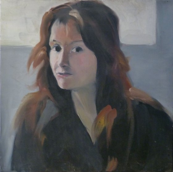Portrait of a passer-by, oil on canvas 40x40 cm