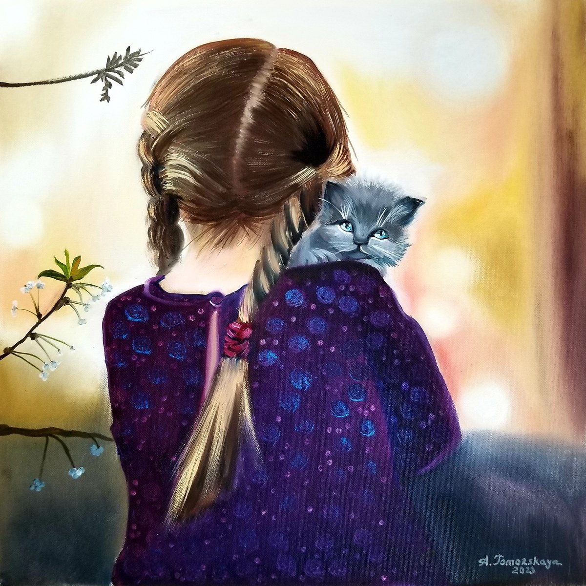 Girl with a Kitten by Alexandra Tomorskaya/Caramel Art Gallery