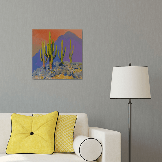 Evening and Saguaro Cactuses