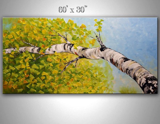 Birch Tree - Large Original Painting 60" x 30"