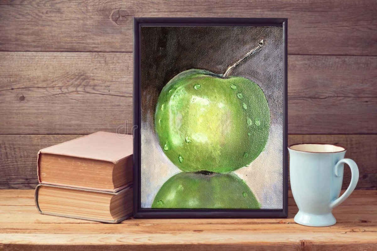 Ripe green Apple. Still life by Ira Whittaker