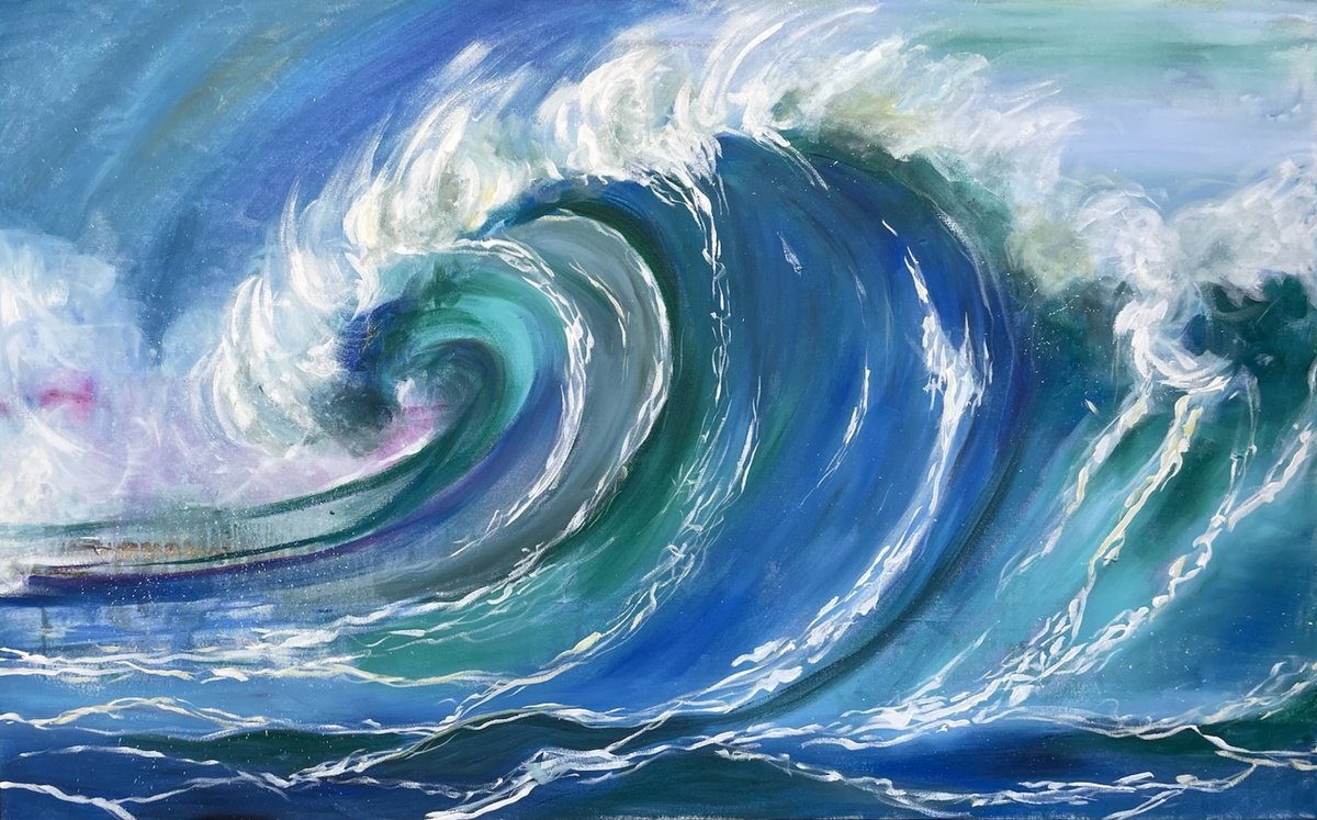 Organic Landscape Acrylic Painting By Eliry Arts, 48 X 30, Motion, Original Artwork