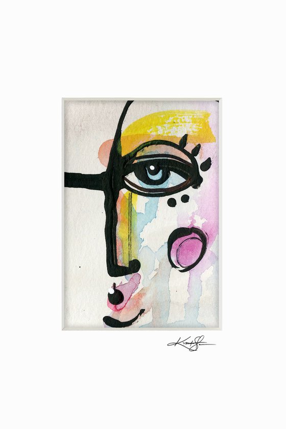 Little Funky Face 29 - Abstract Painting by Kathy Morton Stanion
