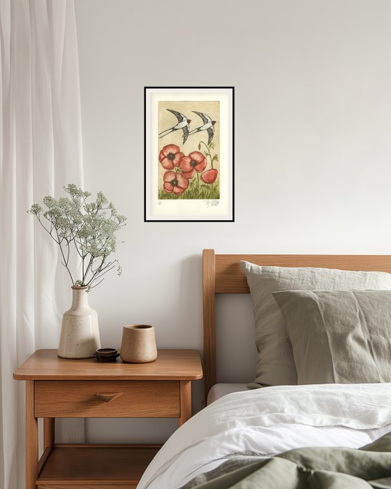 Swallows and Poppies