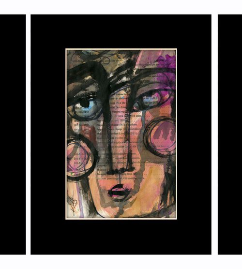 Funky Face Collection 11 - 3 Mixed Media Collage Paintings by Kathy Morton Stanion by Kathy Morton Stanion
