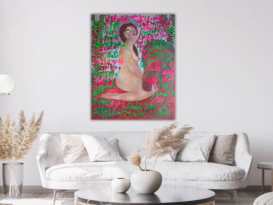 Woman Nude, Pop Art, canvas, mixed media - ANTIFRAGILE - 100x80 cm