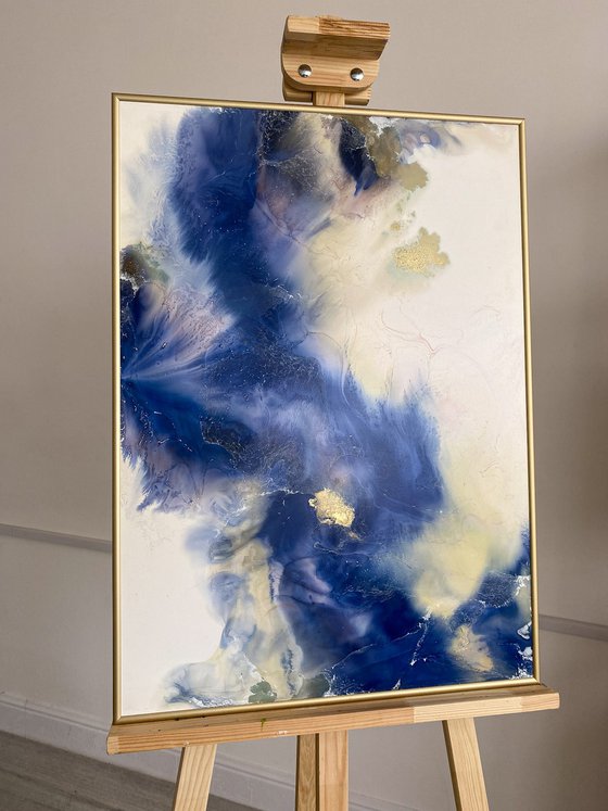 Blue and Gold Abstract Art