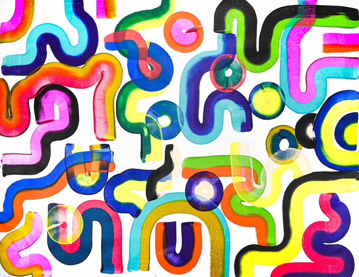 Abstract Acrylic Painting By Sumit Mehndiratta, 53 X 38", Composition No. 453, Original Artwork