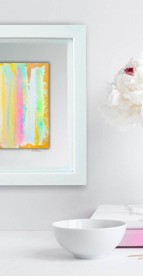 Framed ready to hang original abstract - Spring light by Carolynne Coulson