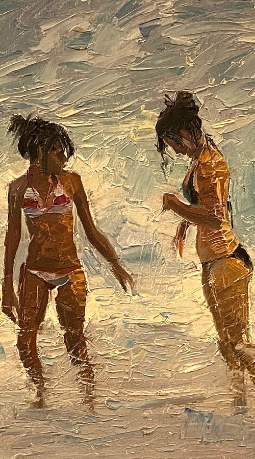 Beach Girls At Sunset by Paul Cheng