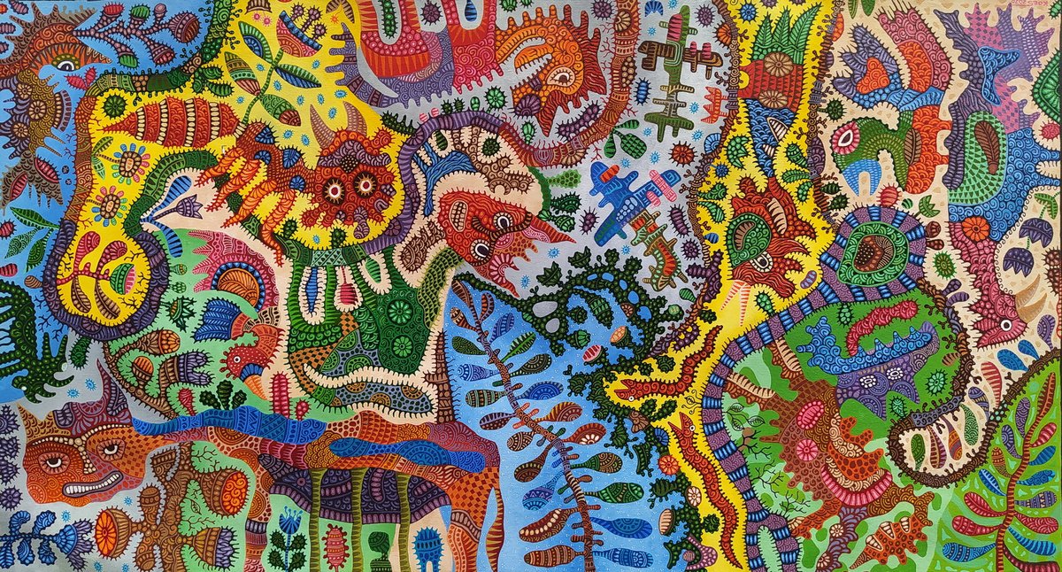 Illustrative Animal Acrylic Painting By Kus Budiyanto, 51 X 28", Fantastic Animal ( Aoc ), Original Artwork