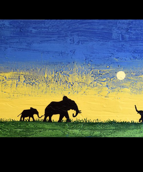 Elephant sunset yellow edition by Stuart Wright