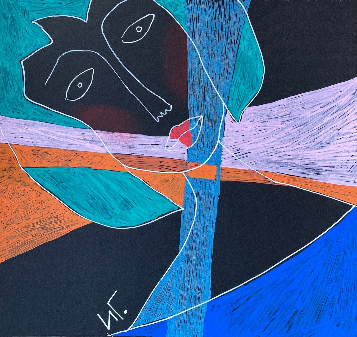 Urban And Pop Portrait Drawing By Irina Goleva, 7 X 7, Sensual, Original Artwork