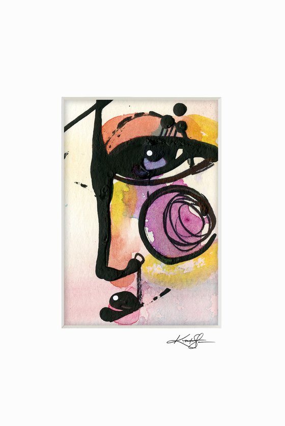 Little Funky Face 28 - Abstract Painting by Kathy Morton Stanion