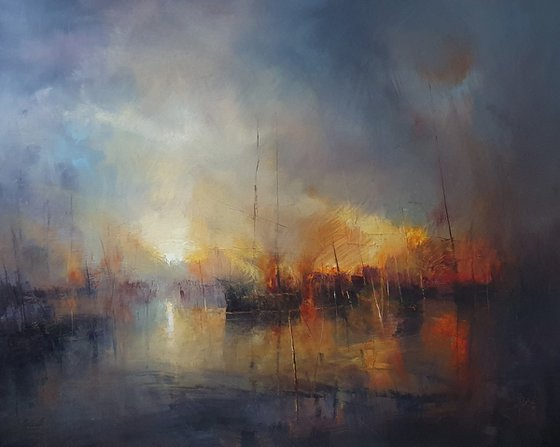 " Harbor of destroyed dreams - Morning After .... " W 125 x H 100 cm