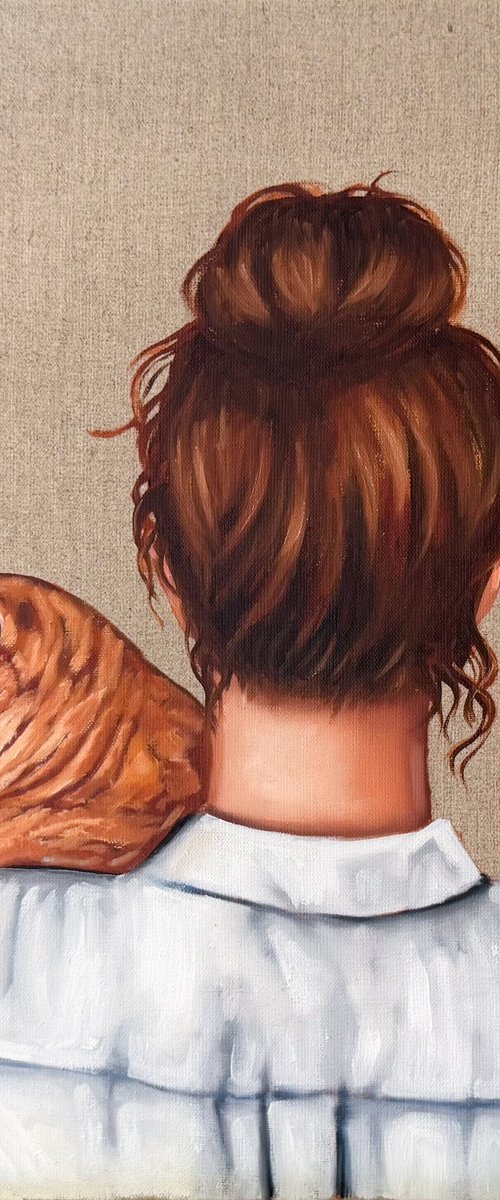 Redhead Girl with Cat by Daria Gerasimova