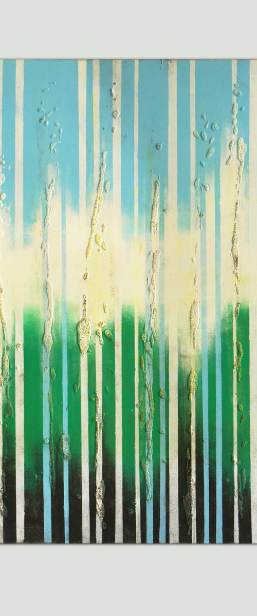 Bright Blue Lines Square - 90x90cm - Ronald Hunter by Ronald Hunter