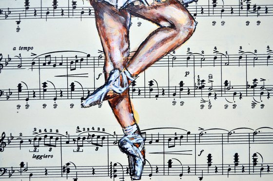 Ballerina XLI- Vintage Music Page, GIFT idea