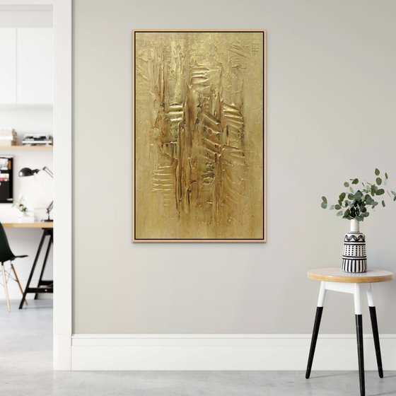 FELICITY II. Gold Abstract Textured Interior 3D Luxury Painting