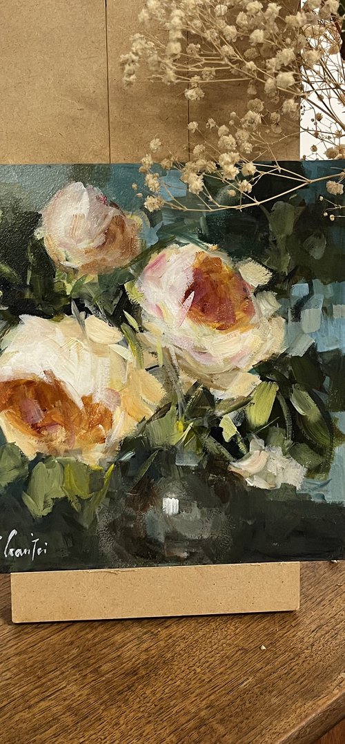 Roses in a blue interior by Parastoo Ganjei