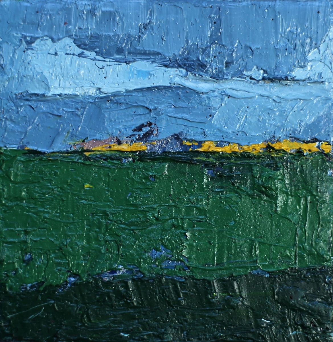 Little Oil painting Paysage A la maniere de N. De Stael, 10 x 10 cm by Lionel Le Jeune
