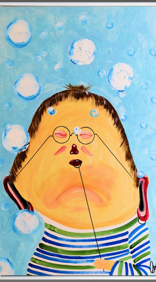 Karl- Friedrich - Abstract Acrylic Painting Whimsical Art Oversized Painting Blue Art Ready to Hang by Edelgard Schroer