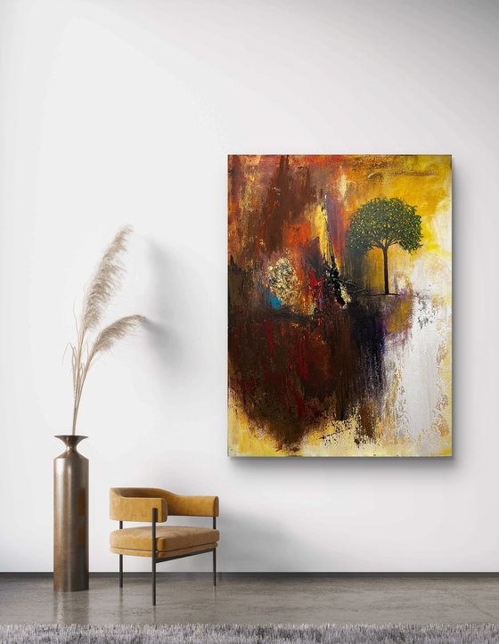 abstract sunset tree neutral