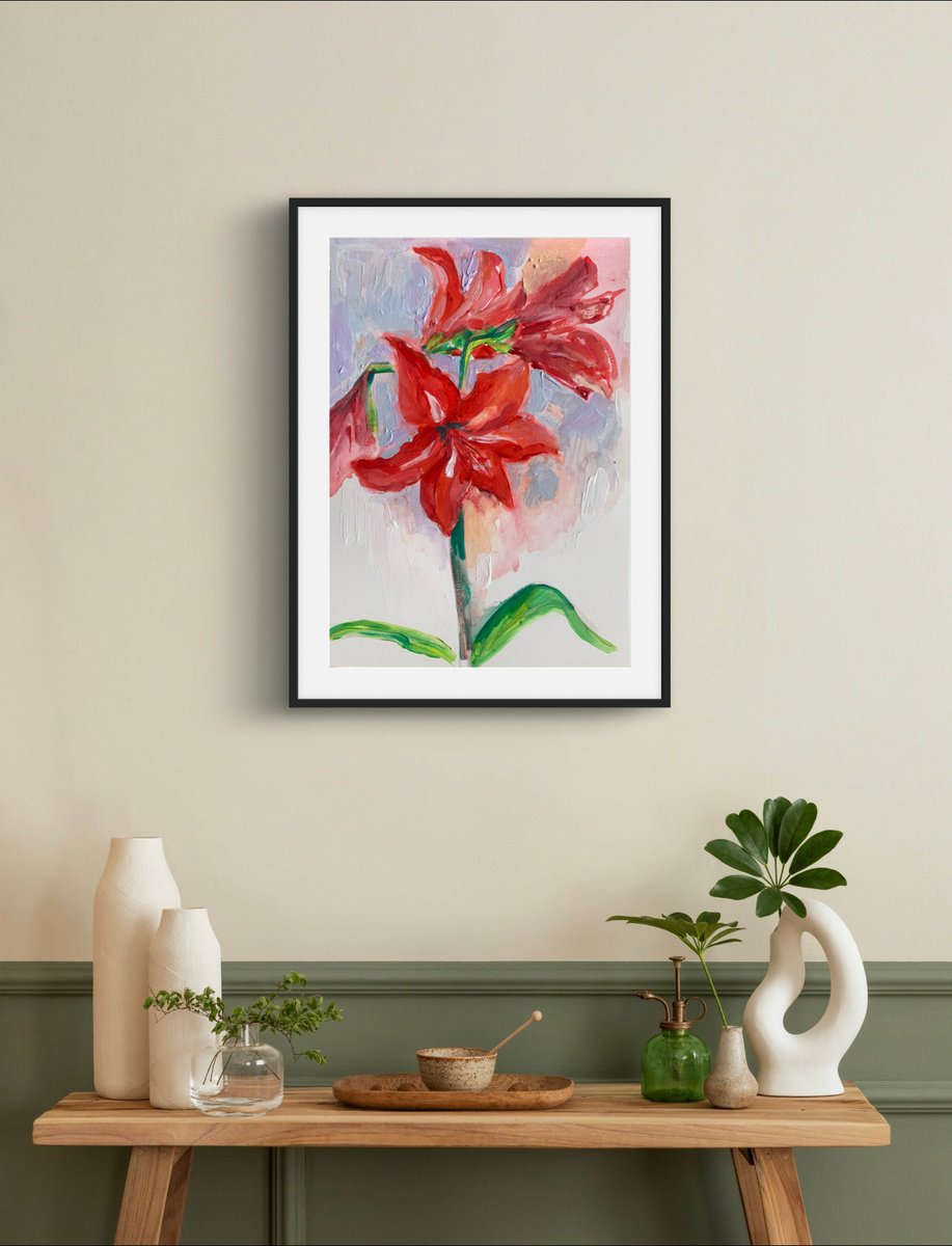 Impressionistic Botanical Acrylic Painting By Olga Pascari, 12 X 17", Still Life, Original Artwork