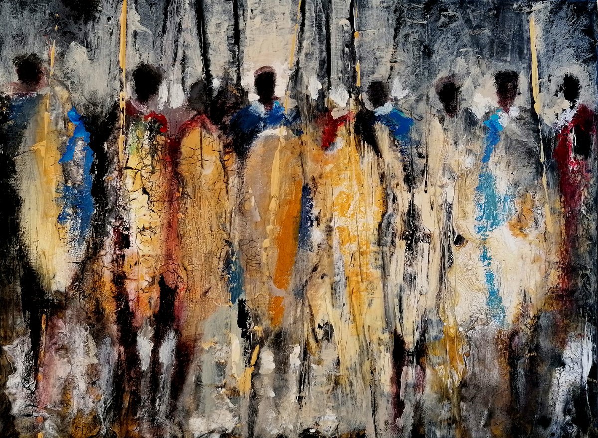 Expressive Abstract Acrylic Painting By Alan Harris, 16 X 12, Birth Of A Warrior, Original Artwork