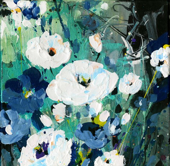 In The Moon Garden - Textured Floral Painting by Kathy Morton Stanion