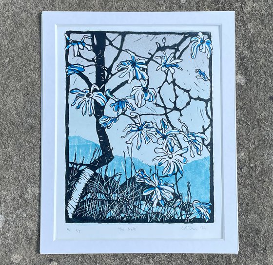 The Melt - Magnolia Blossom Contemporary Linocut Print