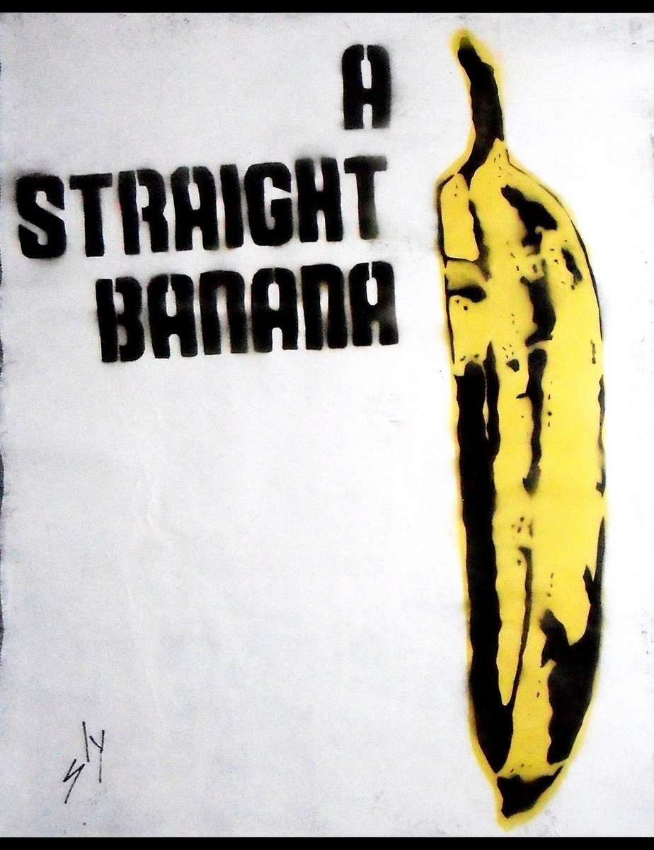 Typographic Botanical Painting By Juan Sly, 22 X 30", Straight Banana (P)., Original Artwork