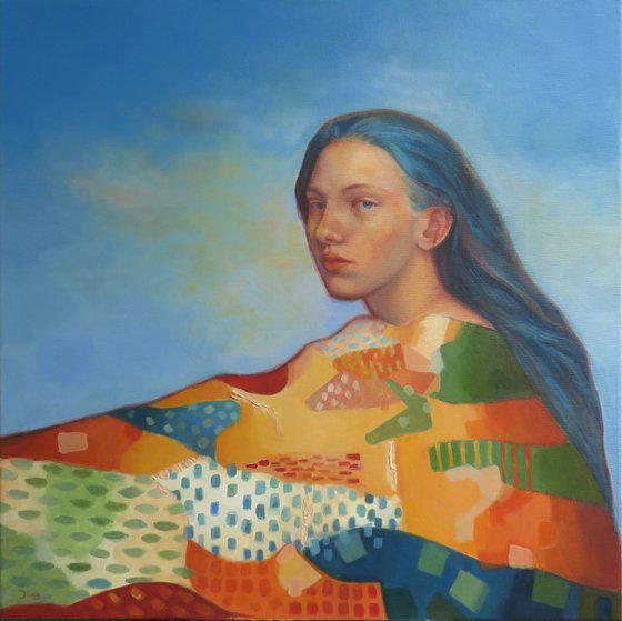 Lady with blue hair