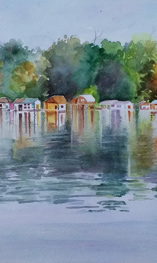 LIFE ON RIVER  / 40.5 x28.5 cm by Zoran Mihajlović Muza