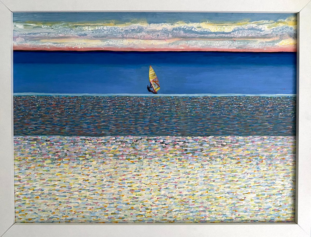 Surrealistic Landscape Painting By Stefano Pallara, 16 X 12", Change Of Wind N.3, Original Artwork