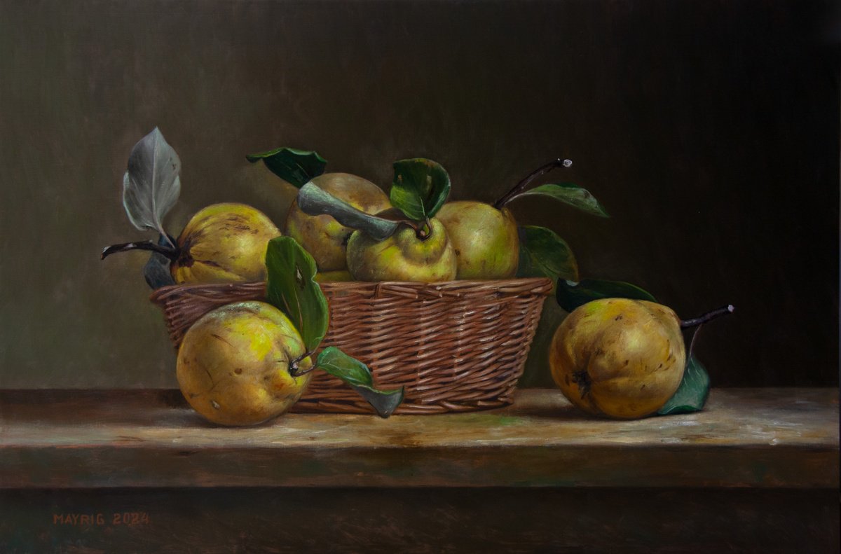 Photorealistic Still Life Oil Painting By Mayrig Simonjan, 24 X 16", Fragrant Fruit, Original Artwork