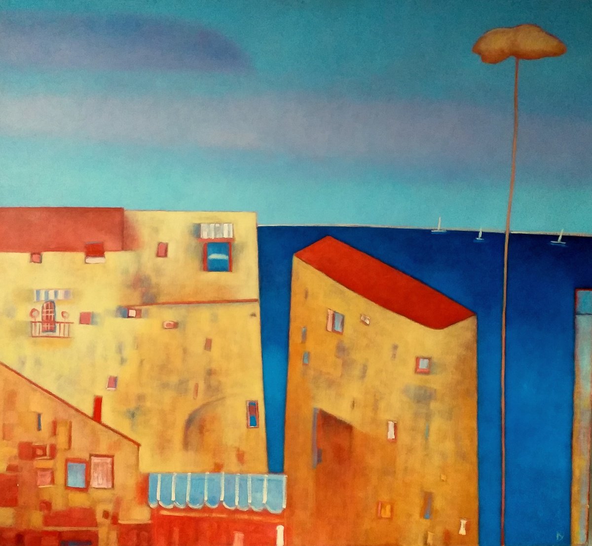 Abstract Landscape Oil Painting By Kestutis Jauniskis, 43 X 39", That Wonderful Summer, Original Artwork