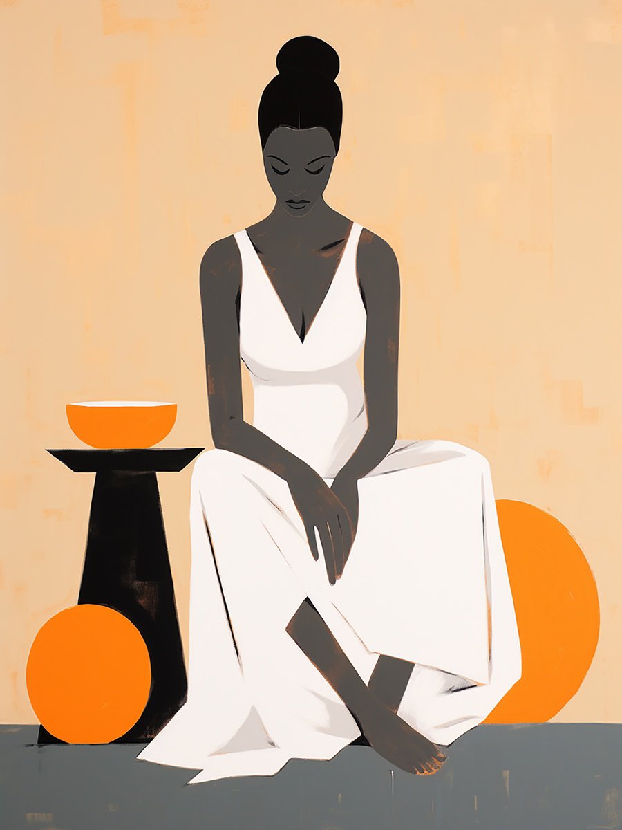 Impressionistic Portrait Acrylic Painting By Kosta Morr, 24 X 31", Woman In White, Original Artwork