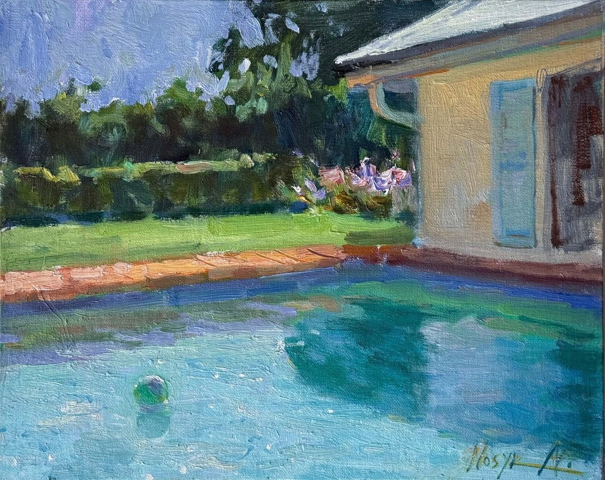 Poolside Quiet By Nataliia Nosyk, 10 X 8, Artwork For Sale On Artfinder