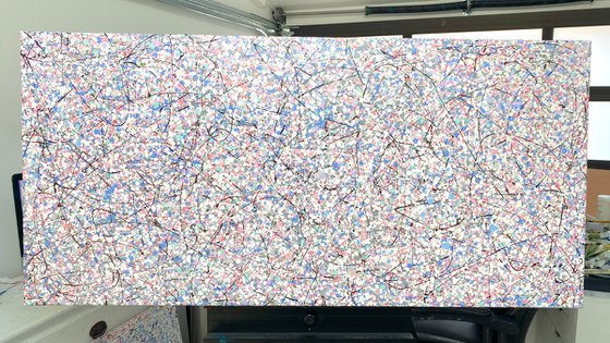 Quant Sky 2, Abstract Original oil painting, Handmade artwork, One of a kind