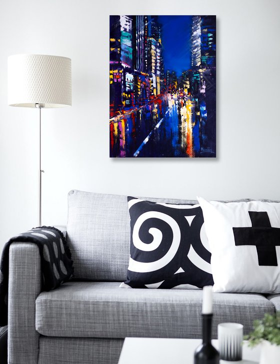 ABSTRACT CITYSCAPE ," Night city lights"