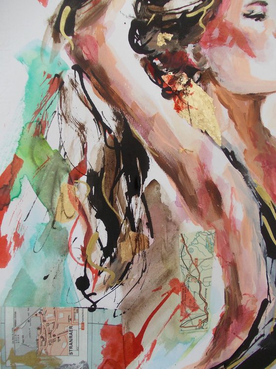 Feminine 4- Woman Watercolor Mixed Media Painting
