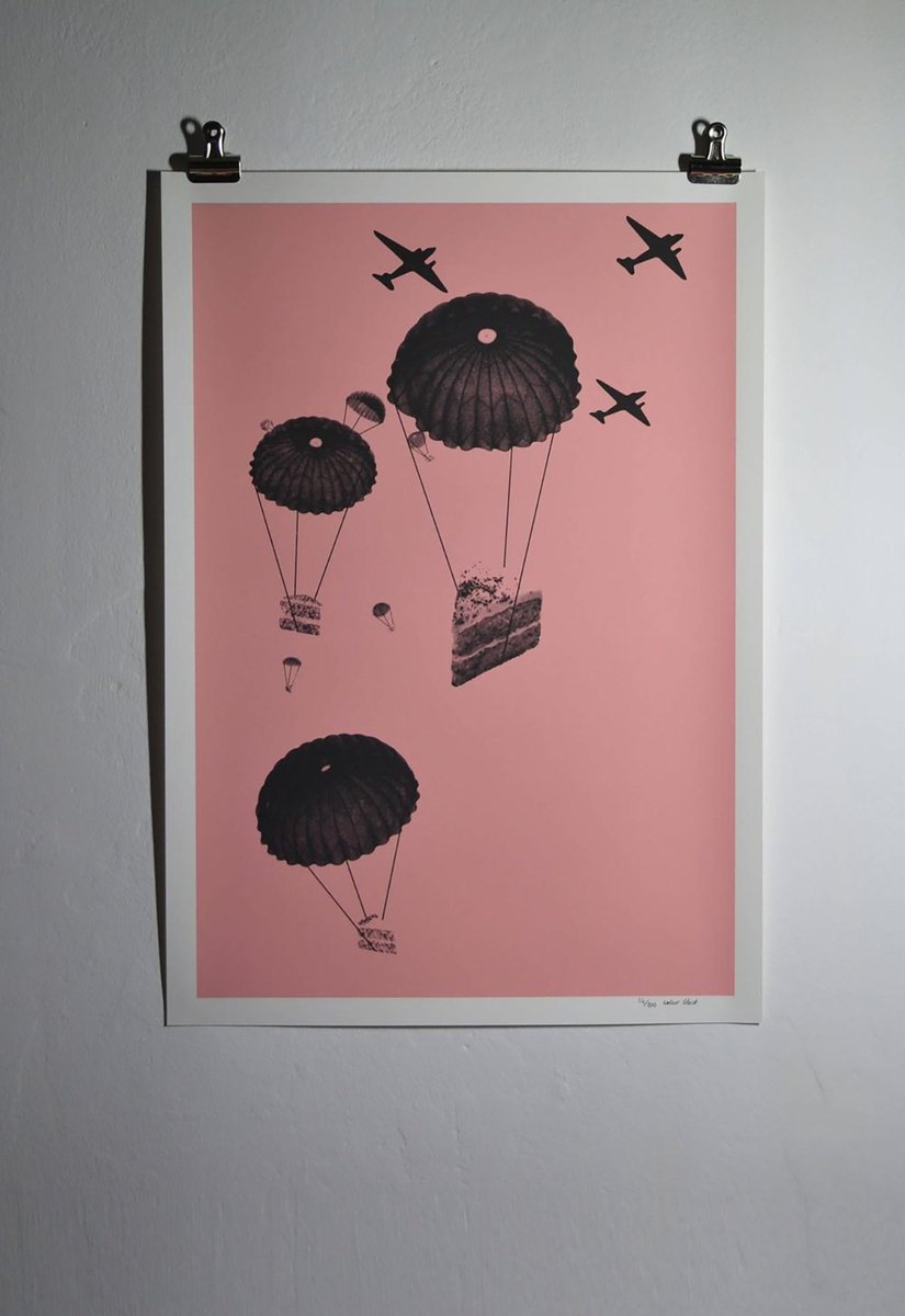 Graphic Screenprint , Cake Delivery By Colour Black, 14 X 20, Artwork For Sale On Artfinder