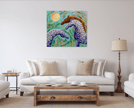 Two abstract horses