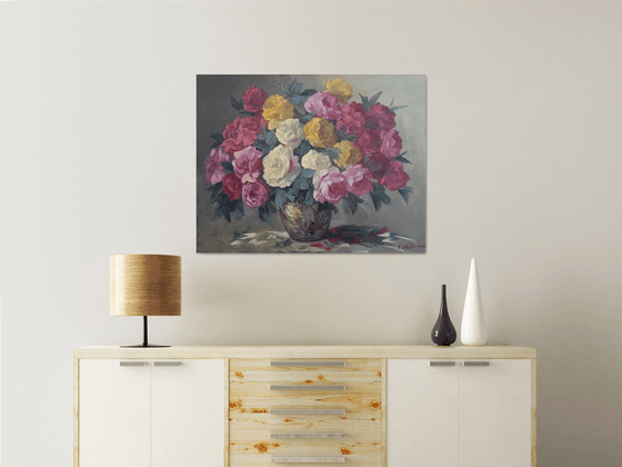 Roses(70x90cm, oil painting, palette knife)