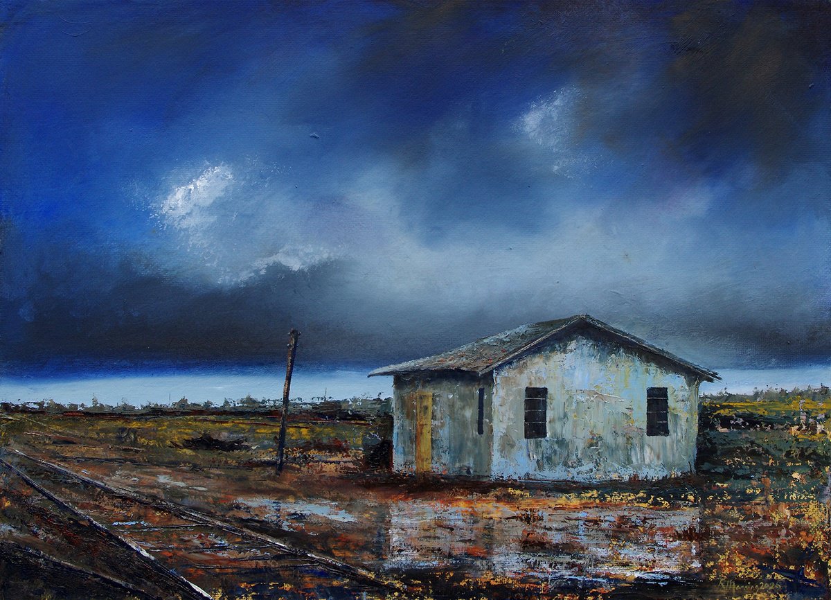 Hut Near The Tracks By Richard Manning, 31 X 23, Artwork For Sale On Artfinder
